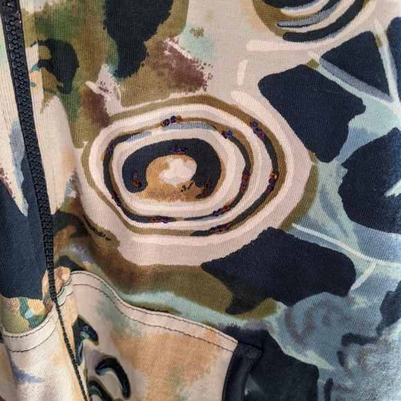 Medium Parsley & Sage abstract art zip up women's hooded sweatshirt - Picture 4 of 6